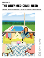 Piecewise The Only Medicine I Need 500-piece adult jigsaw puzzle featuring an illustrated wine and relaxation scene
